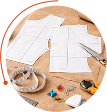 Pattern-making materials arranged on a table